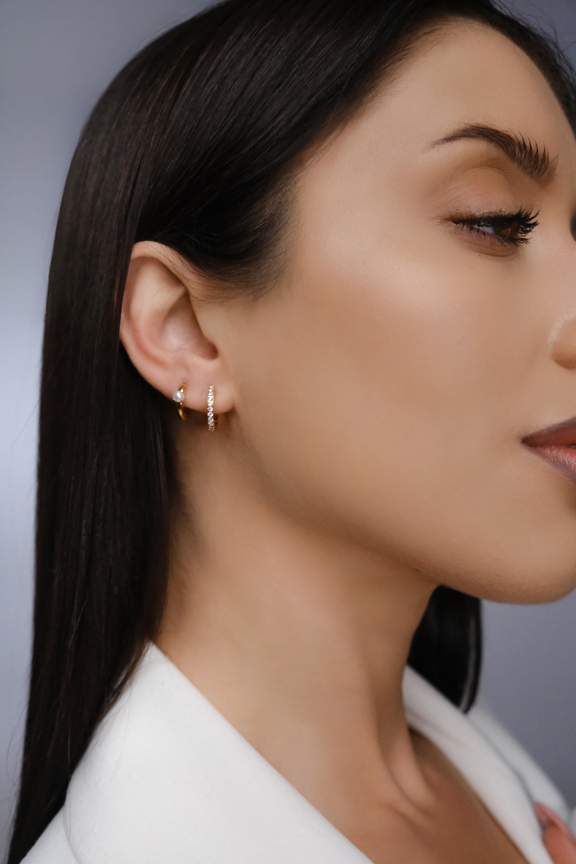 Olivia Mini Silver titanium huggie hoops — perfect for ear stacking, cartilage, sensitive skin