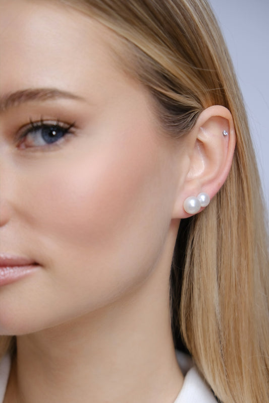 Grace Freshwater Pearl Titanium Stud Earrings