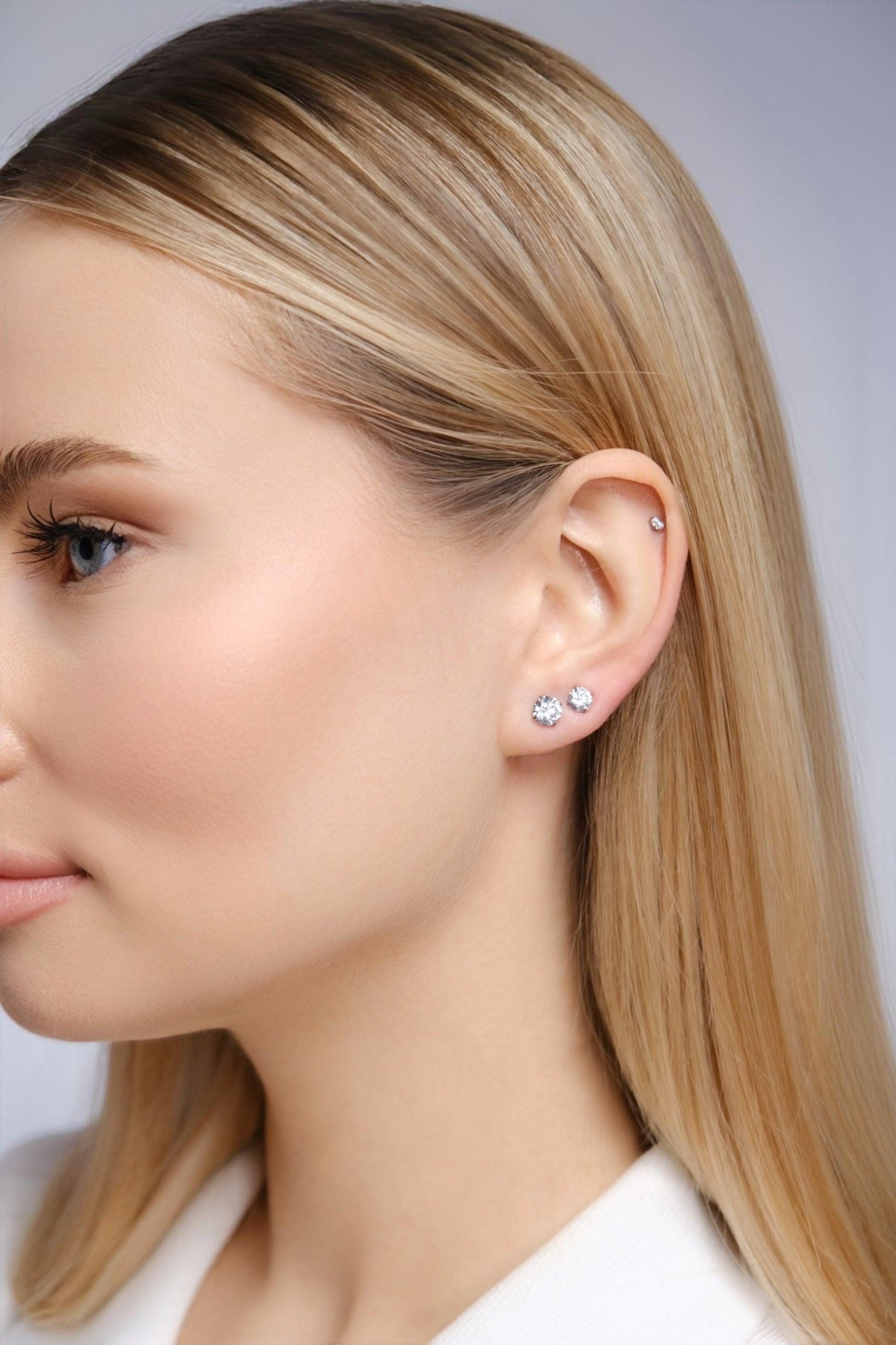IVY Flat Back Earrings on Ear — Cartilage Helix Tragus Piercing Jewelry