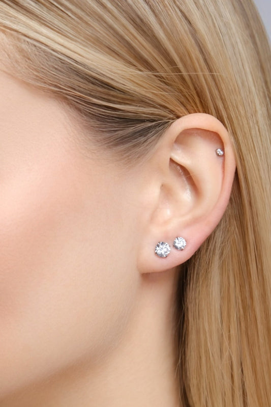 IVY Flat Back Earrings on Ear — Cartilage Helix Tragus Piercing Jewelry