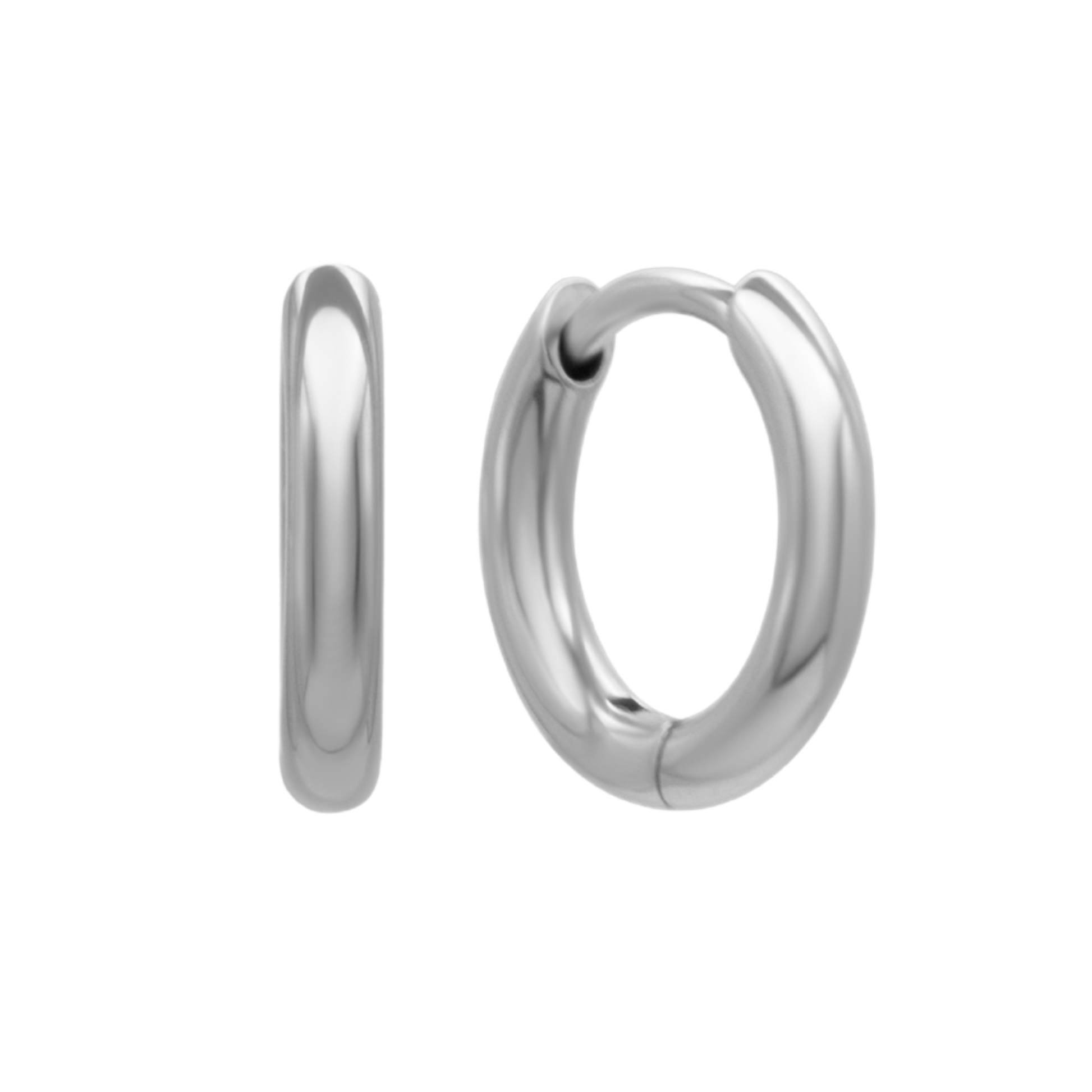 Halo 8mm Silver Huggie Hoop Earrings – Implant Grade Titanium for Sensitive Ears