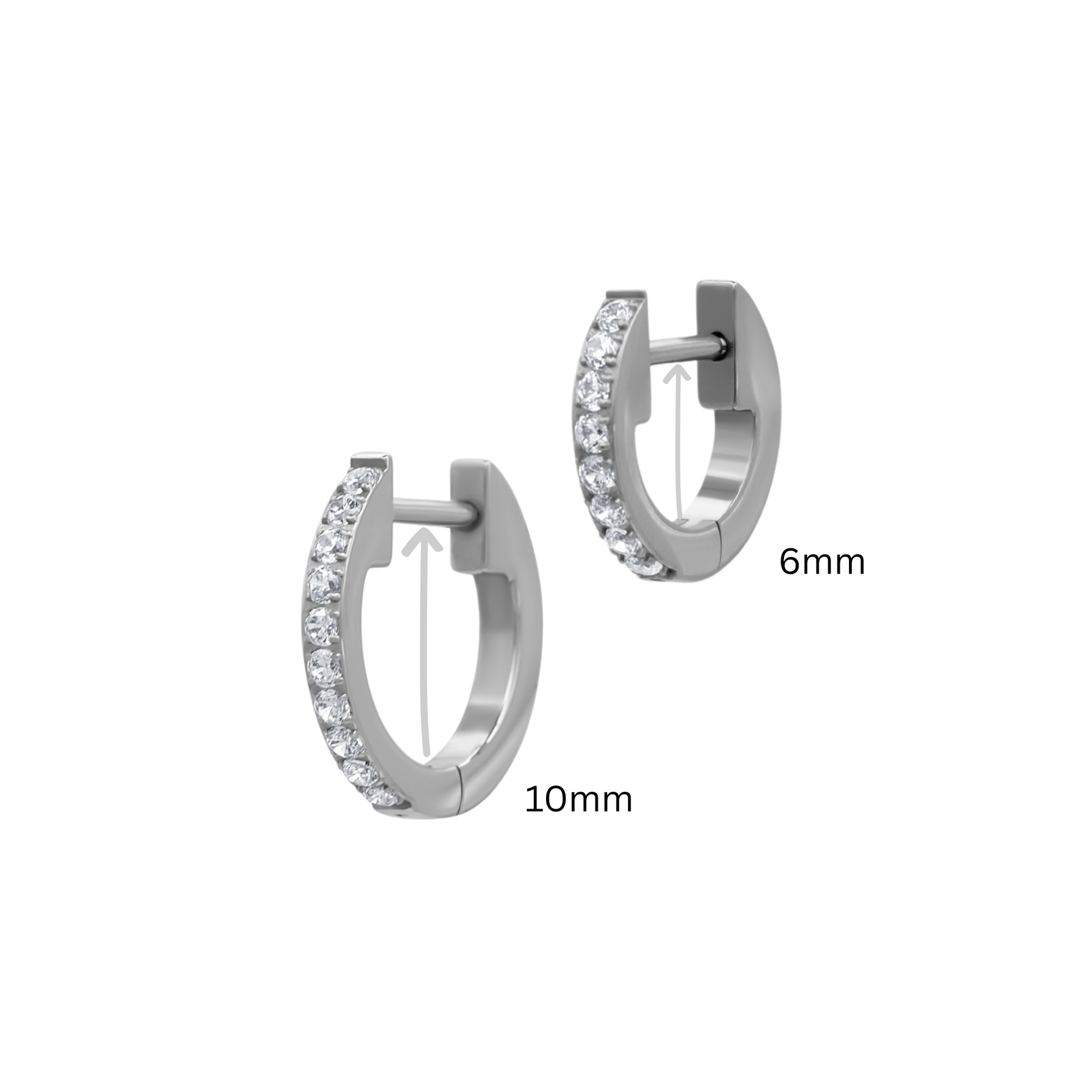 Olivia Mini Silver pure titanium huggie hoop earrings — implant grade ASTM F136, hypoallergenic for sensitive ears