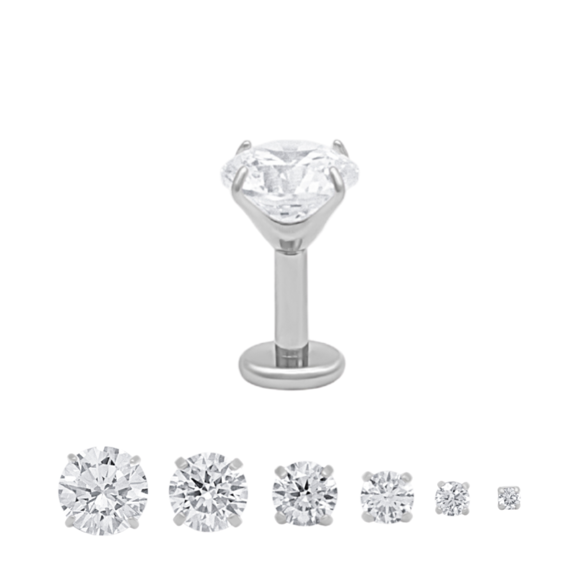 IVY Flat Back Earrings — Internally Threaded Implant Grade Titanium ASTM F136