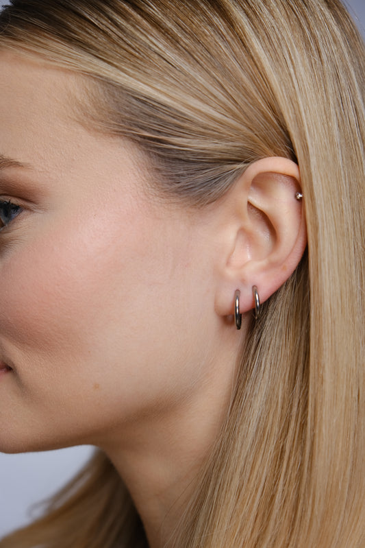 Halo 12mm Silver Huggie Hoop Earrings | Titanium Huggie Earrings | Implant Grade ASTM F136