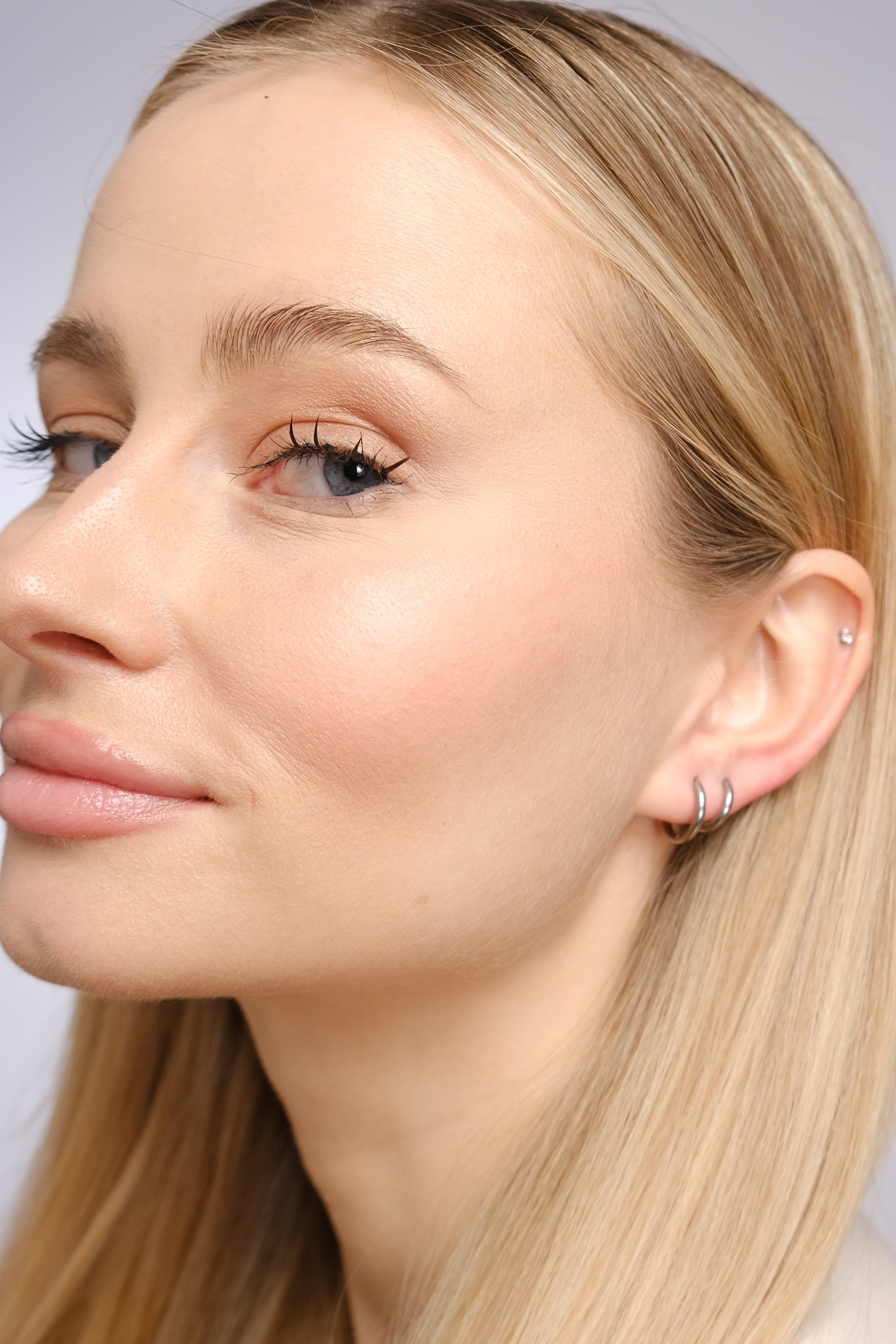 Halo 10mm Silver Titanium Huggie Hoop Earrings Worn – Hypoallergenic Nickel Free