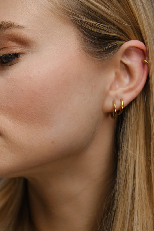 Halo 8mm Gold Huggie Hoop Earrings | 18K Gold | Implant Grade Titanium
