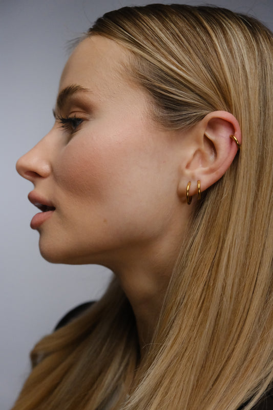 Halo 10mm Gold Huggie Hoop Earrings | 18K Gold | Implant Grade Titanium