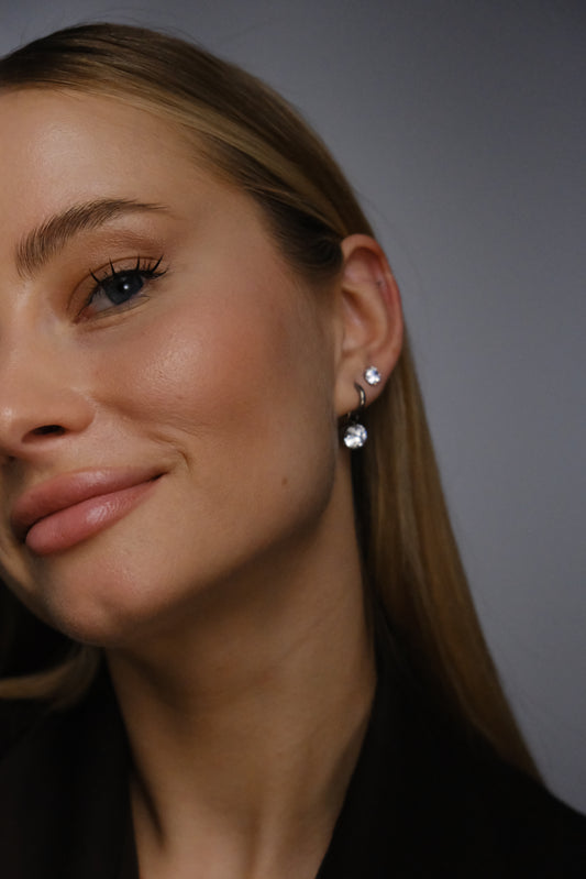 Elle Biggie Titanium Charm Hoop Earrings