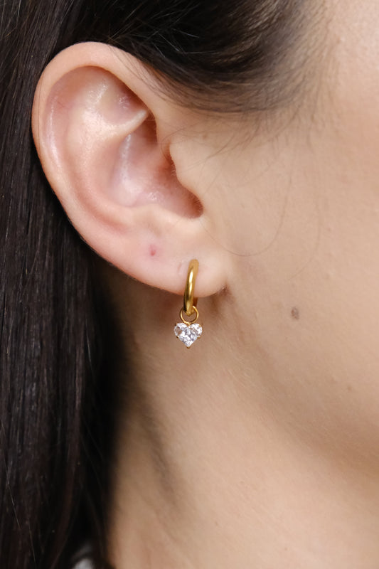 Amore Titanium Heart Charm Hoop Earrings – Hypoallergenic Earrings for Sensitive Ears