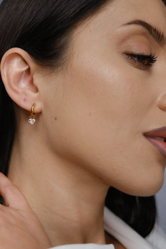 Amore Titanium Heart Charm Hoop Earrings – Hypoallergenic Earrings for Sensitive Ears (Copy)