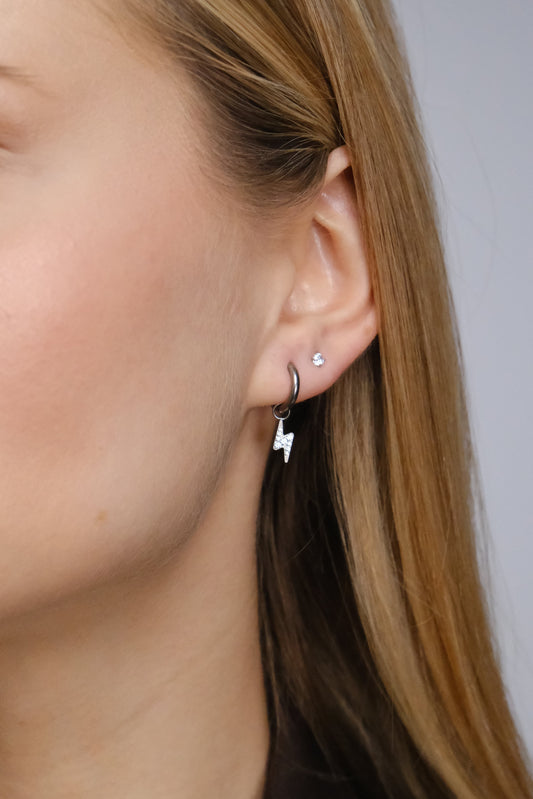 Skye — Titanium Lightning Charm Hoop (Copy)