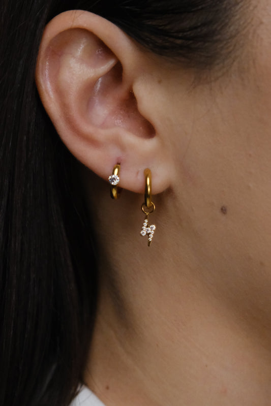 Skye — Titanium Lightning Charm Hoop