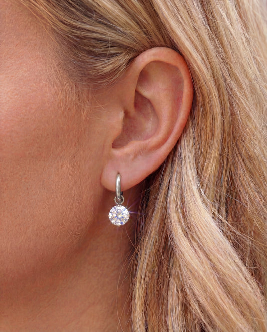 Elle Biggie Titanium Charm Hoop Earrings - Silver