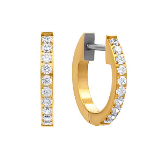 Olivia Mini Gold titanium huggie hoop earrings — implant grade ASTM F136, hypoallergenic for sensitive ears