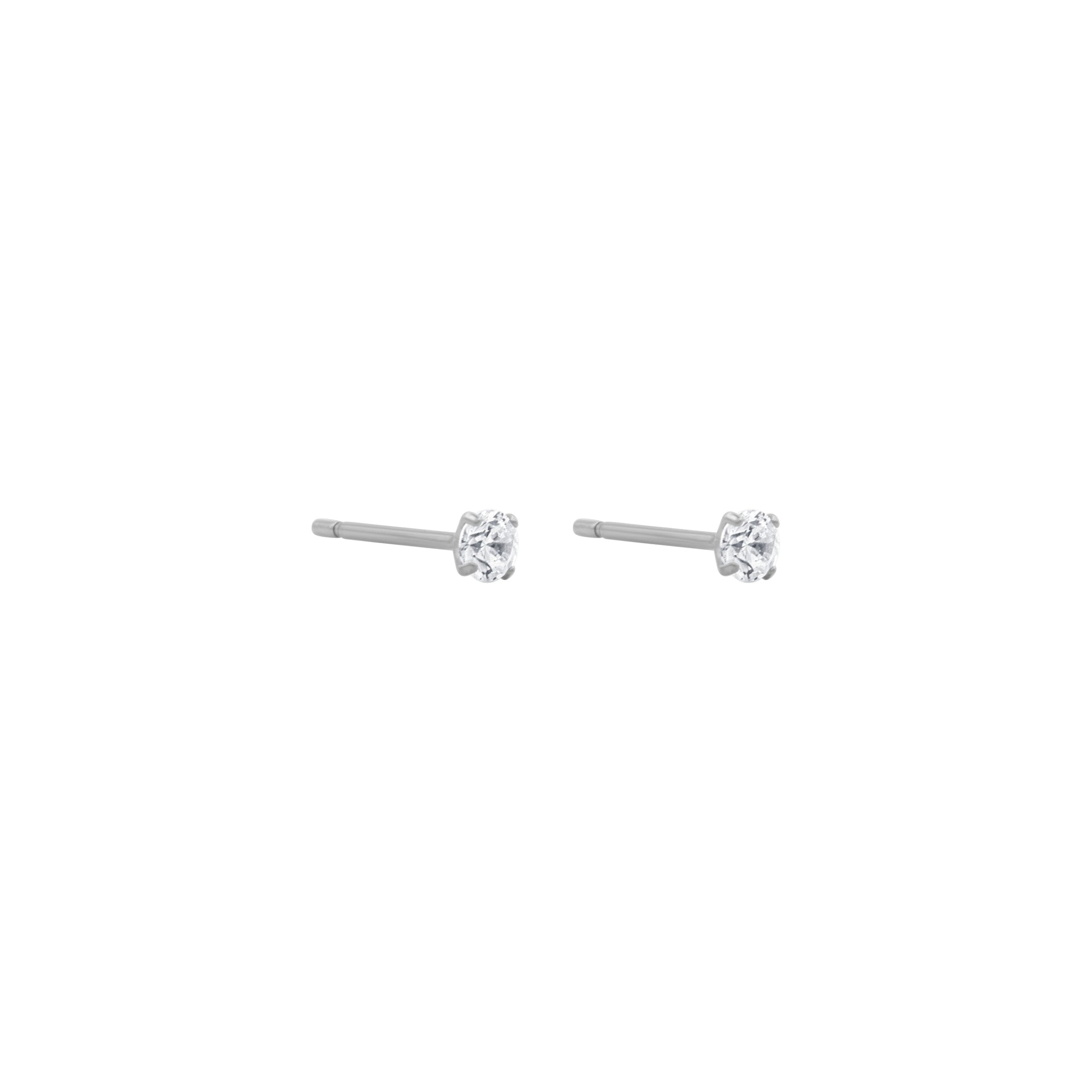Pure titanium stud earrings with clear cubic zirconia