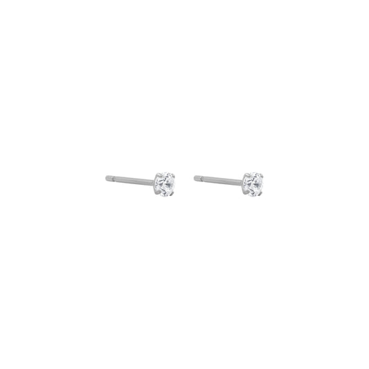 Pure titanium stud earrings with clear cubic zirconia