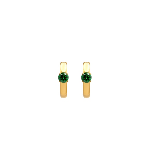 Lana Hypoallergenic Titanium Hoop Earrings in 18K Gold with Green Stone