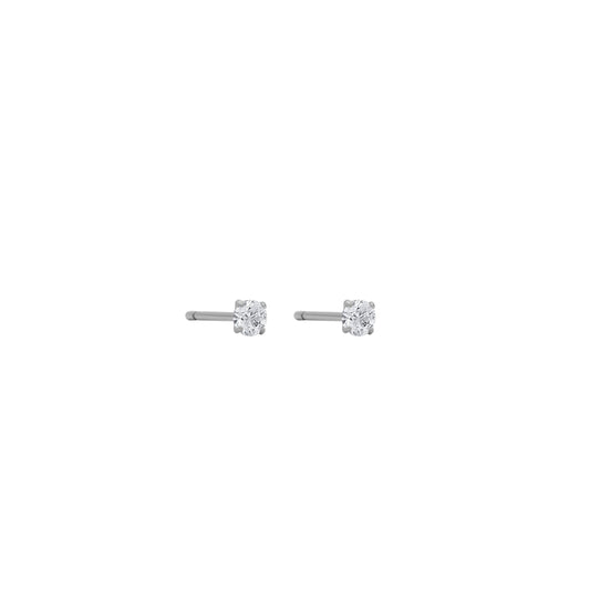 Pure titanium stud earrings with clear cubic zirconia