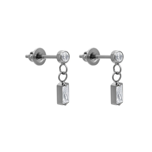 Titanium Stud Earring with CZ Charm