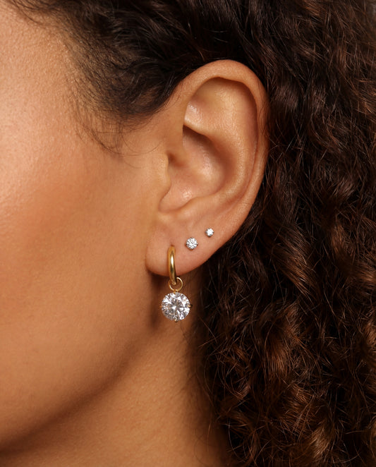 Elle Biggie Titanium Charm Hoop Earrings - Gold