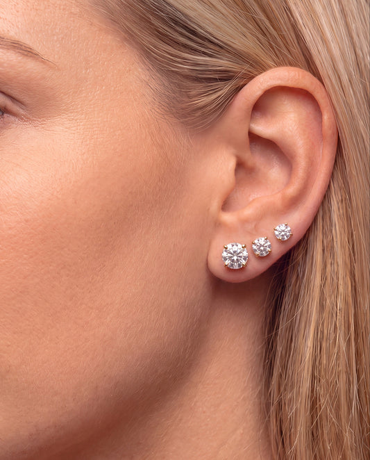 Vicky Gold Hypoallergenic Titanium Stud Earrings with Clear Cubic Zirconia