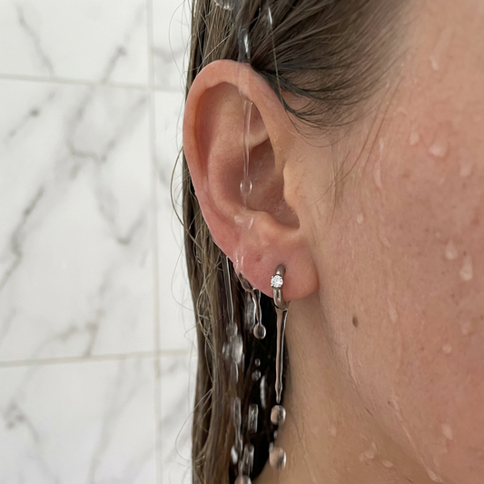 Lana Pure Titanium Hoop Earrings with Clear Cubic Zirconia
